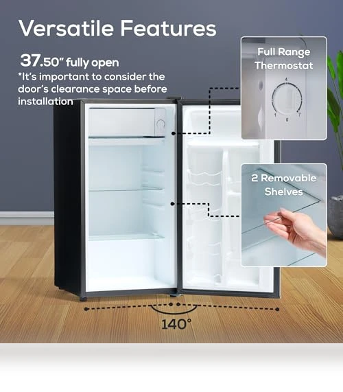 3.2 Cu.Ft. Compact Refrigerator with Freezer - Slide Out Glass Shelf — Mini Fridges, Igloo