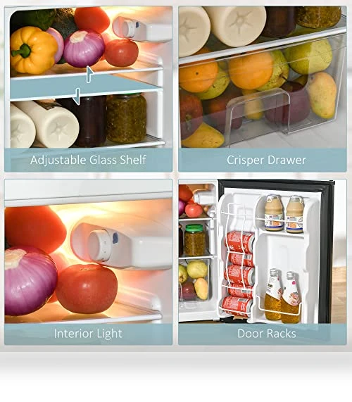 3.2 Cu.Ft Mini Fridge with Freezer, Double Door Compact Refrigerator — Mini Fridges, HOMCOM