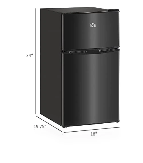 3.2 Cu.Ft Mini Fridge with Freezer, Double Door Compact Refrigerator — Mini Fridges, HOMCOM