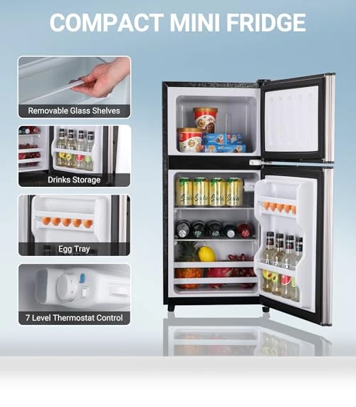 3.6 Cu. Ft. Mini Refrigerator with Freezer, Compact Fridge for Dorm, Apartment, Office — Mini Fridges, Zyerch