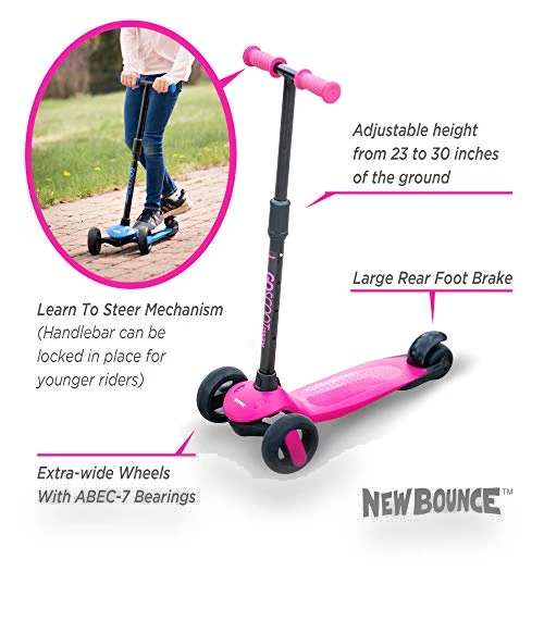 3 Wheel Scooter for Kids with Adjustable Handlebar - Perfect for Ages 3-10 — Electric Vehicles, New Bounce