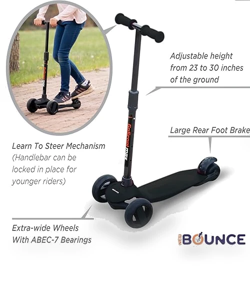 3 Wheel Scooter for Kids with Adjustable Handlebar - Perfect for Toddlers Ages 3-10 — Balance Bikes, New Bounce