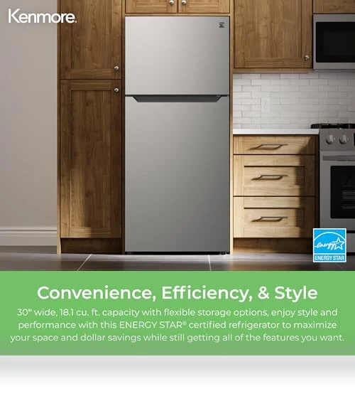 30" Top Freezer Refrigerator with Adjustable Glass Shelving, Humidity Control Crispers — Mini Fridges, Kenmore