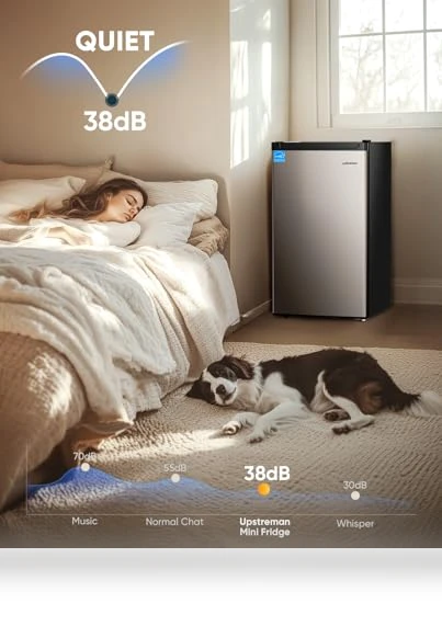4.4 Cu.Ft Mini Fridge with Freezer, Single Door, Energy-efficient, Adjustable Thermostat — Mini Fridges, Upstreman