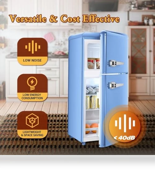 4 Cu. Ft. Retro Mini Refrigerator with Freezer, Adjustable Thermostat, Removable Shelves — Mini Fridges, OOTDAY