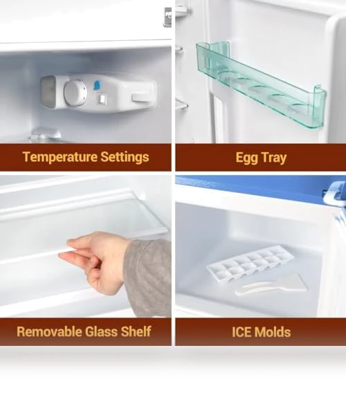 4 Cu. Ft. Retro Mini Refrigerator with Freezer, Adjustable Thermostat, Removable Shelves — Mini Fridges, OOTDAY