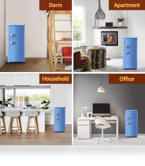 4 Cu. Ft. Retro Mini Refrigerator with Freezer, Adjustable Thermostat, Removable Shelves — Mini Fridges, OOTDAY