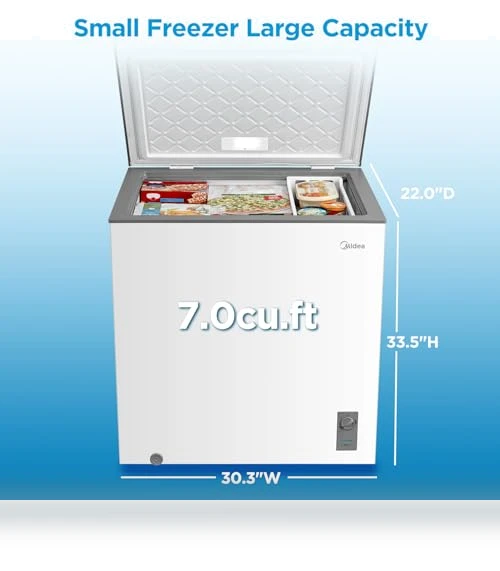 7.0 Cubic Feet Chest Freezer Convertible, White — Mini Fridges, Midea
