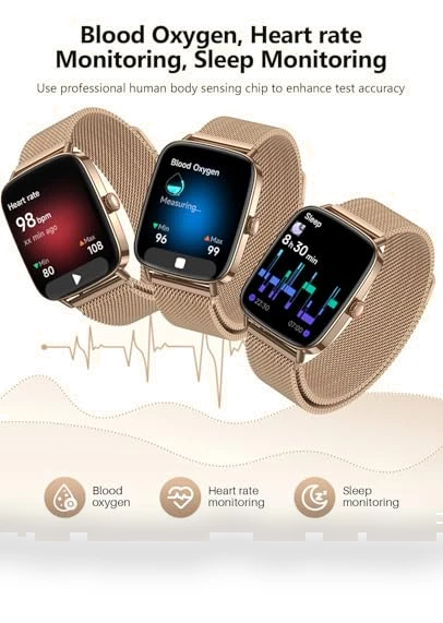 AI Voice Smartwatch for Women with Heart Rate Monitor, IP68 Waterproof — Smartwatches, SOUYIE
