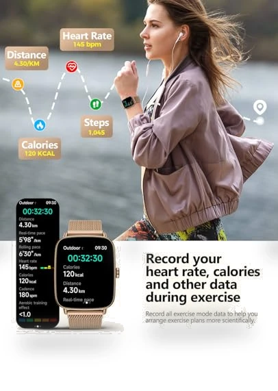 AI Voice Smartwatch for Women with Heart Rate Monitor, IP68 Waterproof — Smartwatches, SOUYIE