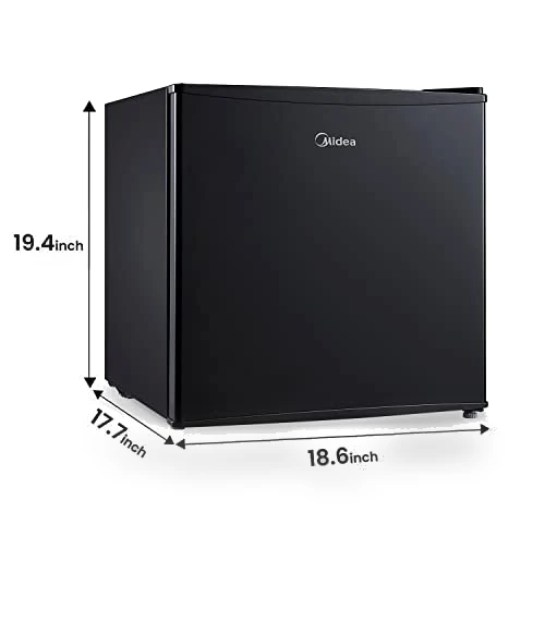 Compact Single Reversible Door Refrigerator, 1.6 Cubic Feet, Black — Mini Fridges, Midea