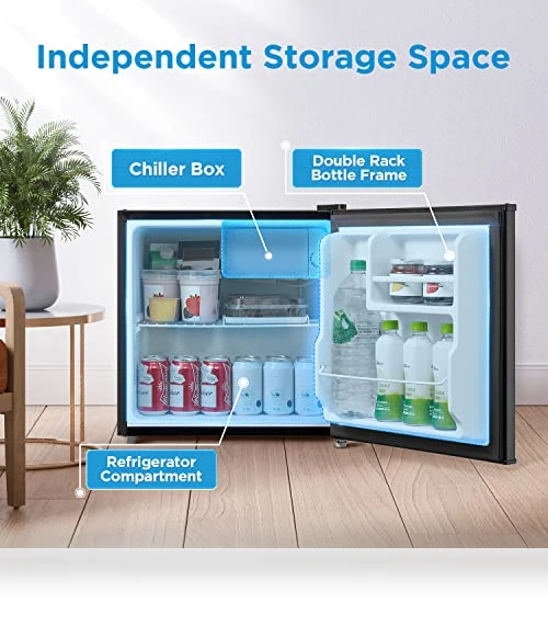 Compact Single Reversible Door Refrigerator, 1.6 Cubic Feet, Black — Mini Fridges, Midea
