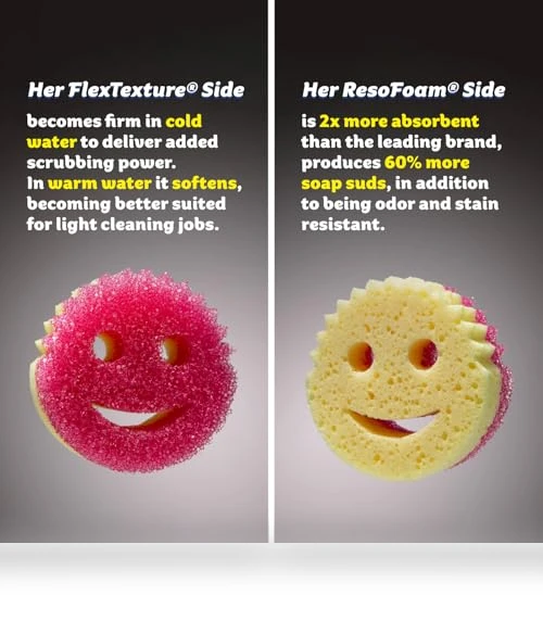 Dual-Sided Kitchen Sponges - Non-Scratch Cleaning Sponges for Dishes, Bathroom & Multi-Surface — Sponges, Scrub Daddy