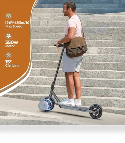 Electric Scooter with 350W Motor, 21 Miles Range, 19 Mph Top Speed — Push Scooters, VOLPAM