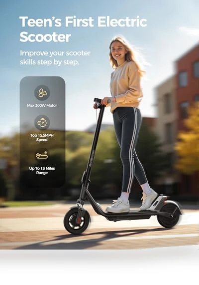 Electric Scooter with Front Suspension, 8.5 Solid Tires, 300W Motor, Smart APP Control — Electric Vehicles, MEGAWHEELS