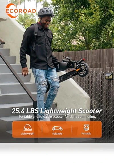 Electric Scooter with Turn Signals, 19 MPH Max Speed, 15 Miles Range — Push Scooters, ECOROAD