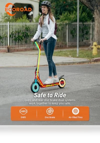 Electric Scooter with Turn Signals, 19 MPH Max Speed, 15 Miles Range — Push Scooters, ECOROAD