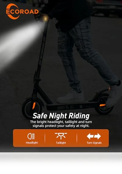 Electric Scooter with Turn Signals, 19 MPH Max Speed, 15 Miles Range — Push Scooters, ECOROAD