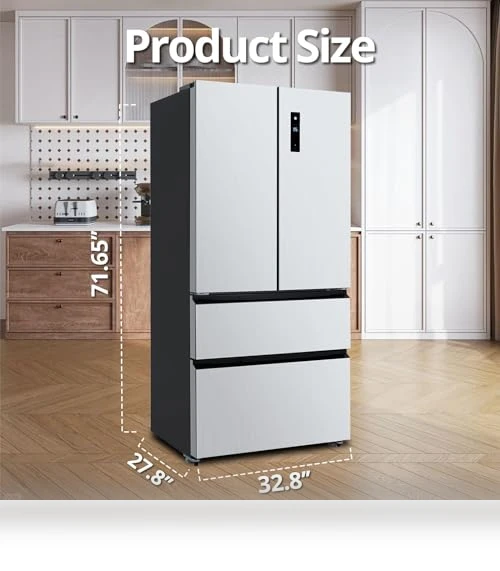 French Door Refrigerator, 18.8Cu.Ft Large Capacity Kitchen Fridge — Mini Fridges, PioneerWorks