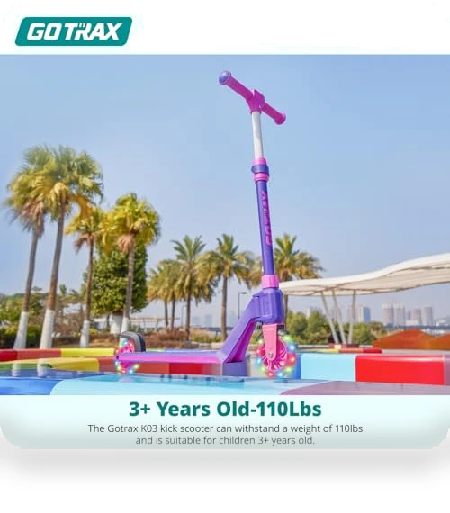 Kick Scooter for Kids with LED Lighted Wheels, Adjustable Handlebars — Electric Vehicles, Gotrax