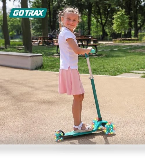 Kids Kick Scooter with LED Lighted Wheels and Adjustable Handlebars — Balance Bikes, Gotrax