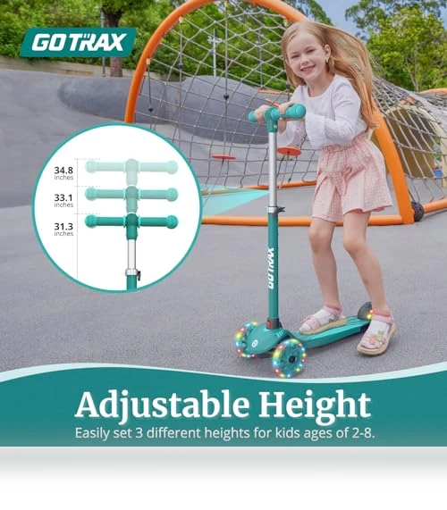 Kids Kick Scooter with LED Lighted Wheels and Adjustable Handlebars — Balance Bikes, Gotrax