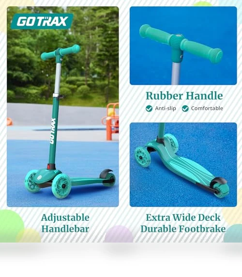 Kids Kick Scooter with LED Lighted Wheels and Adjustable Handlebars — Balance Bikes, Gotrax