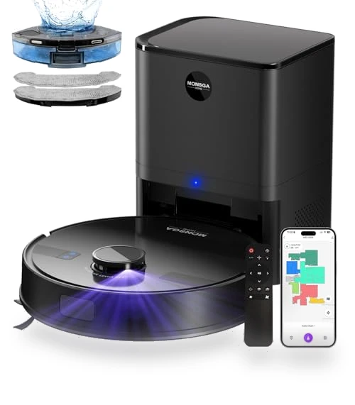 Robot Vacuum and Mop Combo with Self Emptying Station, Lidar Navigation — Smart Cleaning Robots, MONSGA