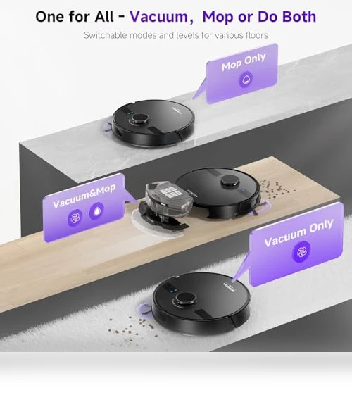 Robot Vacuum and Mop Combo with Self Emptying Station, Lidar Navigation — Smart Cleaning Robots, MONSGA