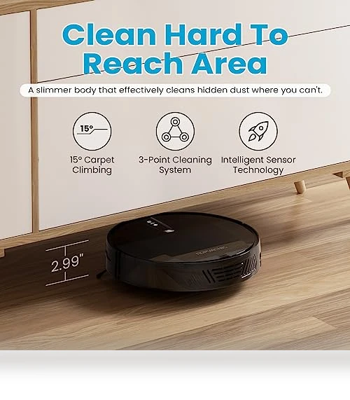 Robot Vacuum Cleaner with 3000Pa Suction, APP/Voice Control, Self-Charging — Smart Cleaning Robots, ROPVACNIC