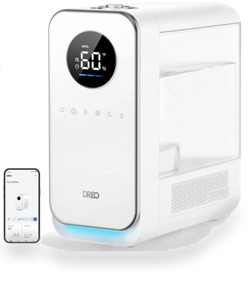 Smart Quiet Cool Mist Humidifier for Large Room, 5L with Alexa/Google — Air Moisturizers, Dreo