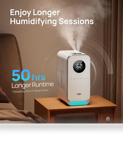 Smart Quiet Cool Mist Humidifier for Large Room, 5L with Alexa/Google — Air Moisturizers, Dreo