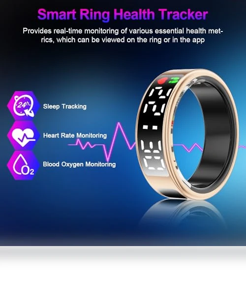 Smart Ring Health Tracker with Display Screen & Touch Button — Wearable Accessories