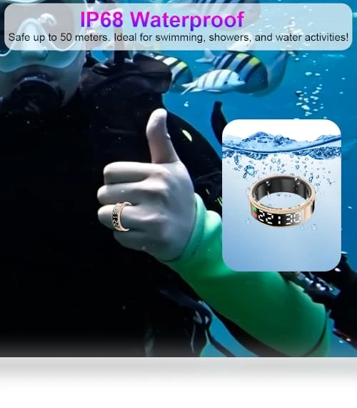 Smart Ring Health Tracker with Display Screen & Touch Button — Wearable Accessories