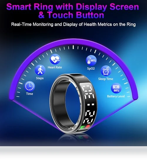 Smart Ring Health Tracker with Display Screen & Touch Button — Smart Rings