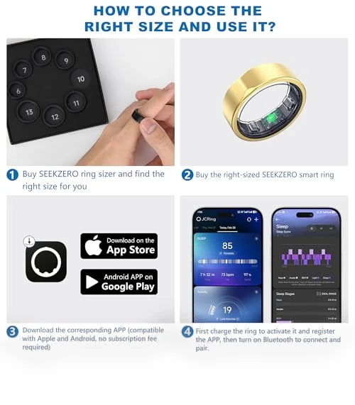Smart Ring - Sleep & Activity Monitor with Heart Rate, Stress, SPO2 Tracker — Health & Fitness, SEEKZERO
