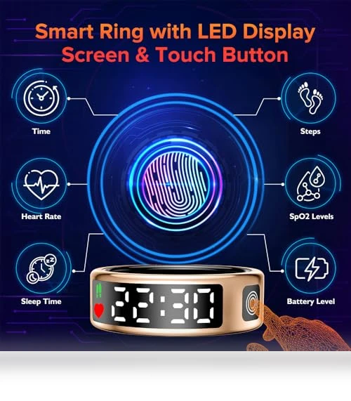 Smart Ring with LED Display, Health Tracker for Sport, Heart Rate, Sleep Monitoring — Smart Rings, Mefoma