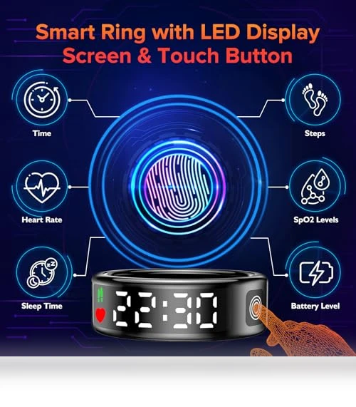 Smart Ring with LED Display, Health Tracker for Sports and Sleep Monitoring — Smartwatches, Mefoma