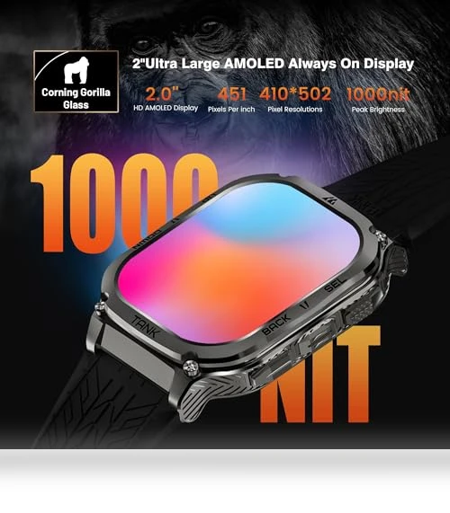 Smart Watch with 60 Days Battery, 5ATM Waterproof, AMOLED Display — Smartwatches, AMAZTIM
