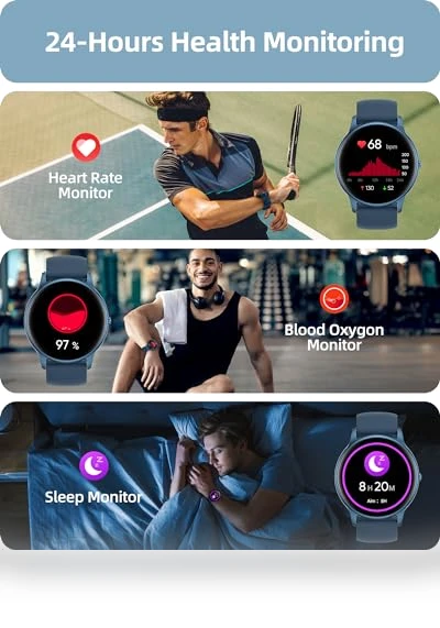 Smart Watch with Call Function, Fitness Tracker, Heart Rate Monitor, IP68 Waterproof — Smartwatches, Parsonver