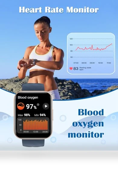 Smart Watch with Call Function, Fitness Tracker, Heart Rate Monitor — Smartwatches, RUIMEN