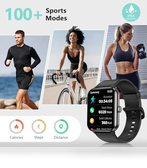 Smart Watch with Heart Rate Monitor, 100+ Sports Modes, IP68 Waterproof — Smartwatches, Blackview