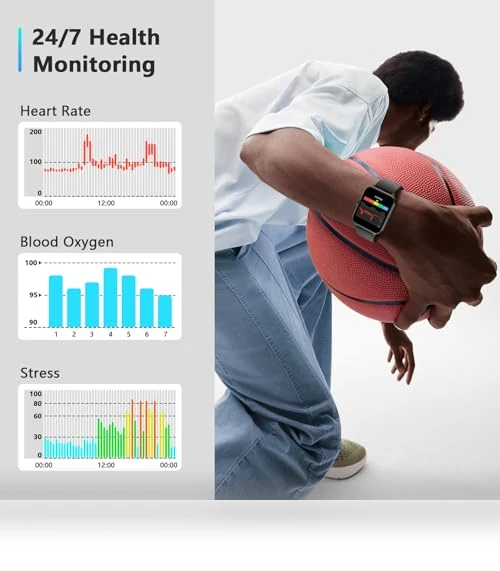 Smart Watch with Heart Rate Monitor, 100+ Sports Modes, IP68 Waterproof — Smartwatches, Blackview