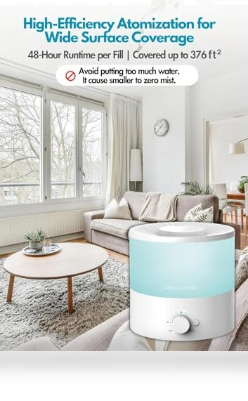 Ultrasonic Cool Mist Humidifier - 1.5L Capacity, Whisper-Quiet, Adjustable Mist, Auto Shut-Off — Air Moisturizers, MEGAWISE