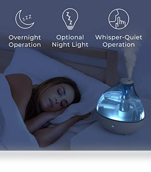 Ultrasonic Cool Mist Humidifier for Bedroom, Nursery, Office - Up to 25 Hours — Air Moisturizers, Pure Enrichment