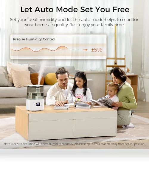 Warm and Cool Mist Humidifier with Remote, 4.5L — Air Moisture Control, BOXING