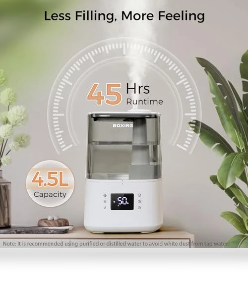 Warm and Cool Mist Humidifier with Remote, 4.5L — Air Moisture Control, BOXING