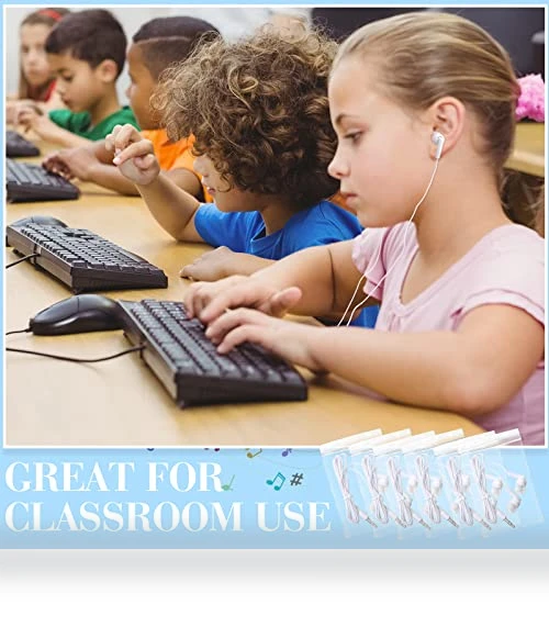 100 Pack Wired Earbuds Bulk for Classroom, No Microphone, 3.5MM Jack — In-Ear Headphones, Kanayu