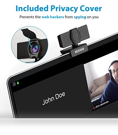 1080P Webcam with Microphone, Adjustable FOV, Zoom & Privacy Cover — Video Cameras, NexiGo
