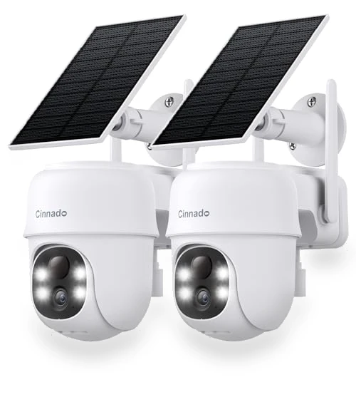 2K Outdoor Security Camera with Solar Power, 360° Viewing, Human Detection — Smart Home Security, cinnado